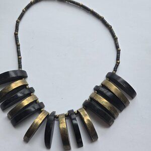 TORTOISE ART DECO STATEMENT NECKLACE BIB COLLAR